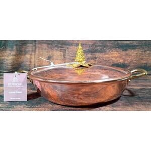 Ruffoni Copper Clive Etamé Covered Braiser 10.2in with Brass Handles Xmas Tree